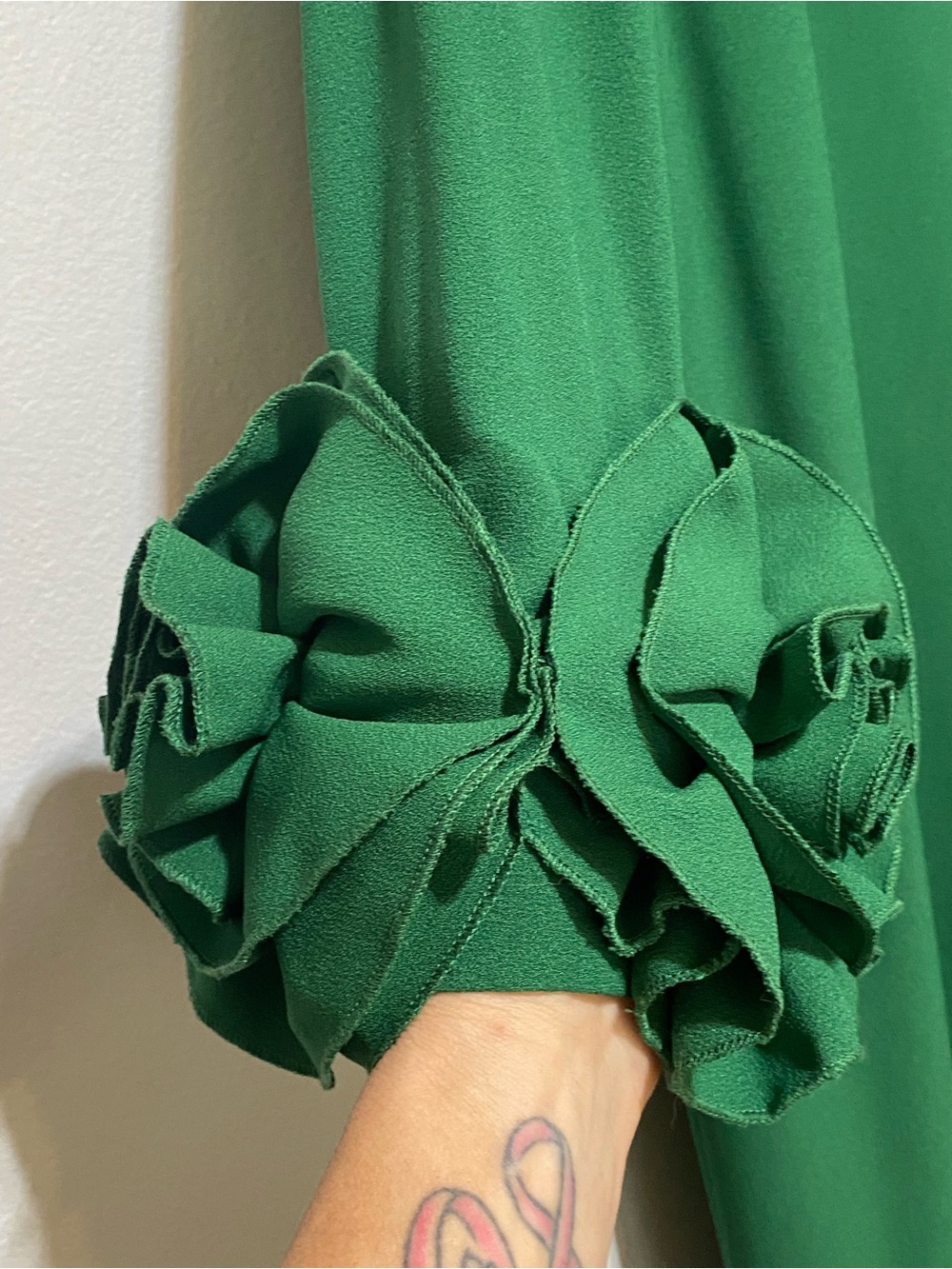 NWT Preston & York Green Long Sleeve Ruffle Crepe Dress Women’s Sz 16 - Picture 10 of 10
